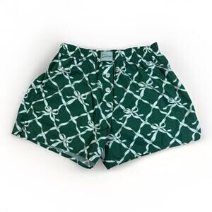 In My Sundays Boxer Shorts Green Bows Ribbons Cotton Lounge Sleepwear Size M